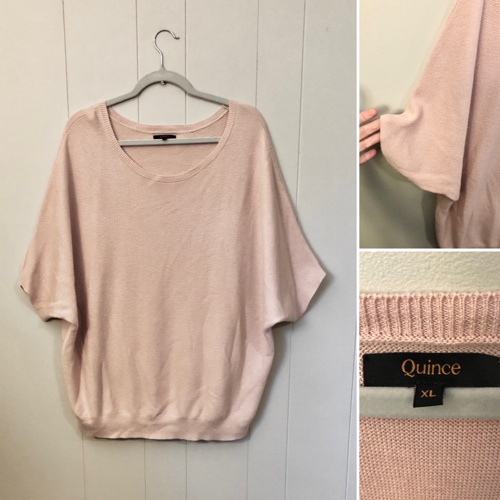 Quince Peach Dolman Sweater Lightweight Short Sleeve